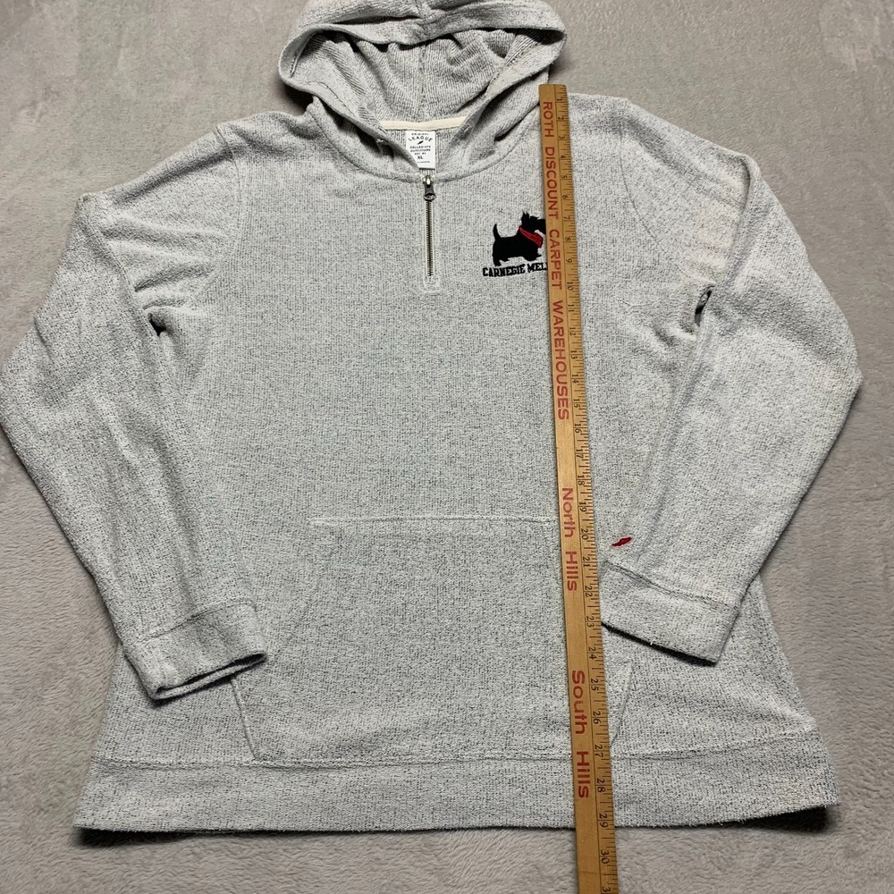Carnegie Mellon 1/4 Zip Sweater Hooded Mens XL Gray Scotty Dog Tartans Y2K - Picture 4 of 7